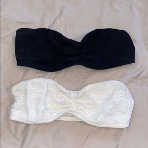 VS Black+White lace bandeau both size Small